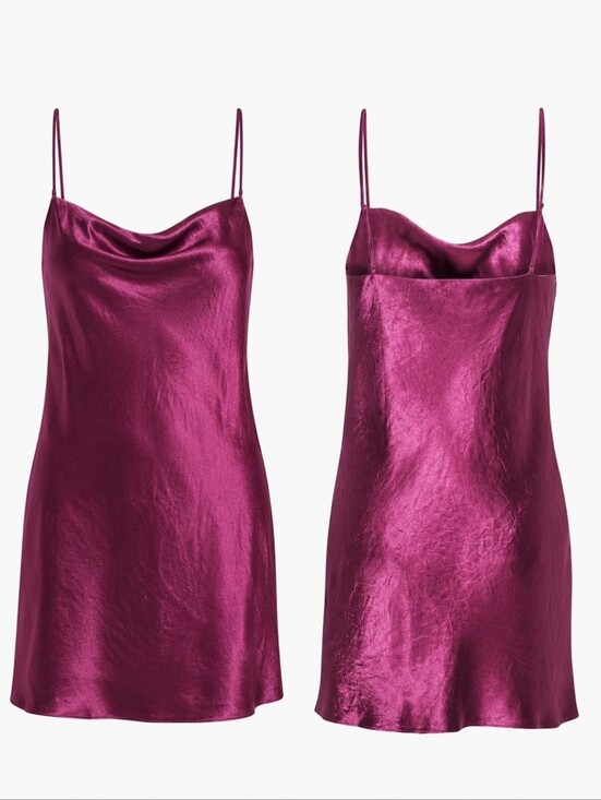 Babaton Dresses & Skirts - Aritzia Babaton Model Satin Cowl Neck Mini Dress Grapevine Purple Burgundy S